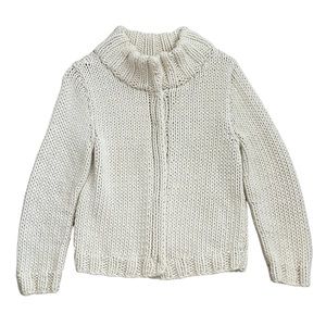 TSE Cotton Chunky Knit Woven Cardigan Size M